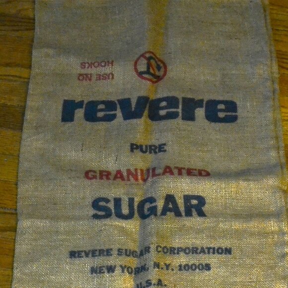 Set Of 2 Burlap Bags Revere Sugar NB Potatoes Country Farmhouse Kitchen Decor - Picture 2 of 8